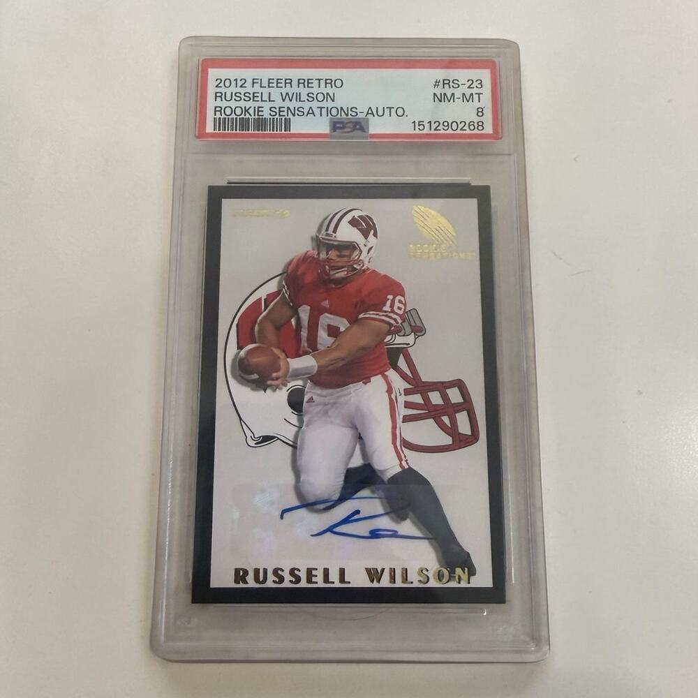 2012 Fleer Retro Rookie Sensations RS-23 Russell Wilson Auto PSA 8